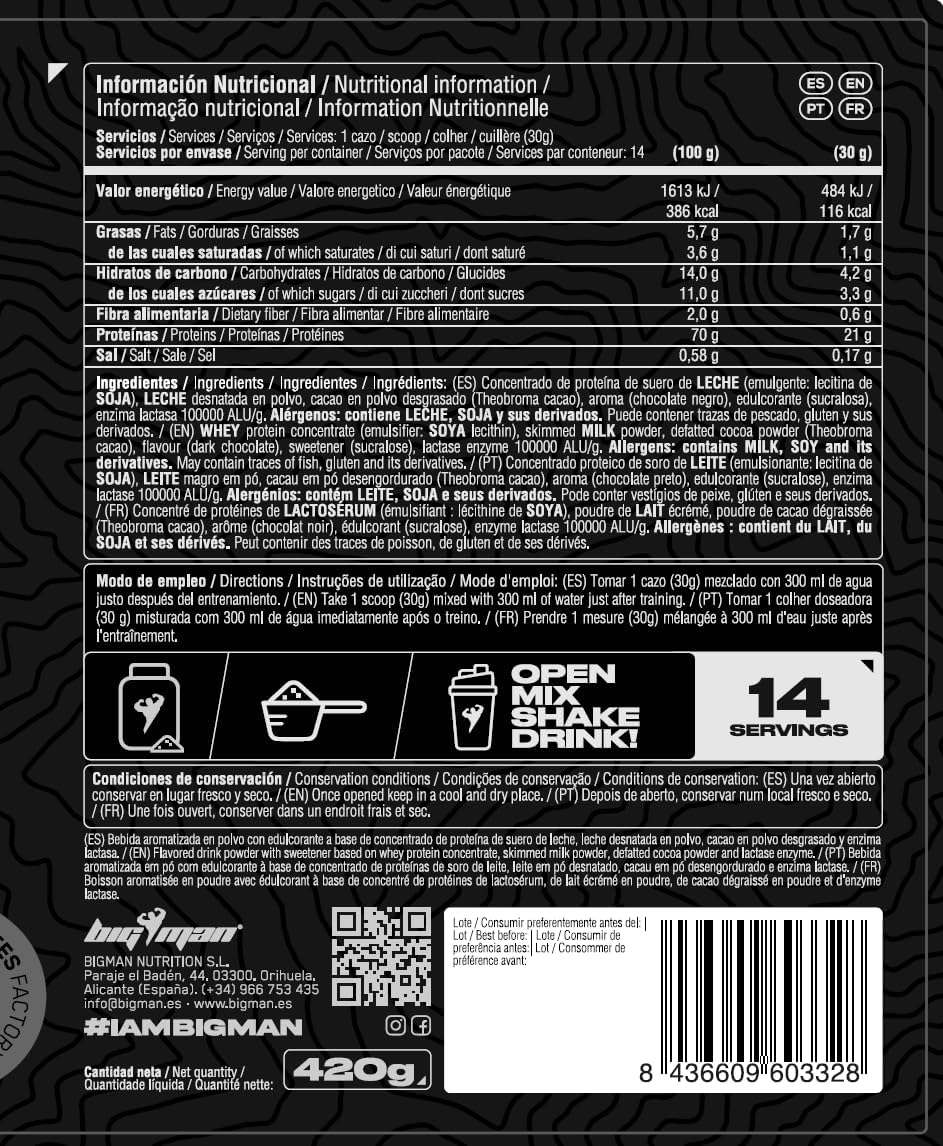 BigMan Ultimate Whey 2kg Fresa Platano | Proteína Concentrada con BCAA y Glutamina