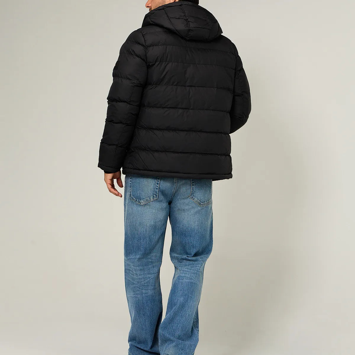 Parka Acolchada Con Gorro Negro Tommy Hilfiger
