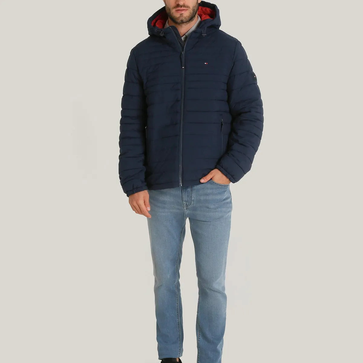 Parka Hoodie Solid Con Cierre Azul Tommy Hilfiger