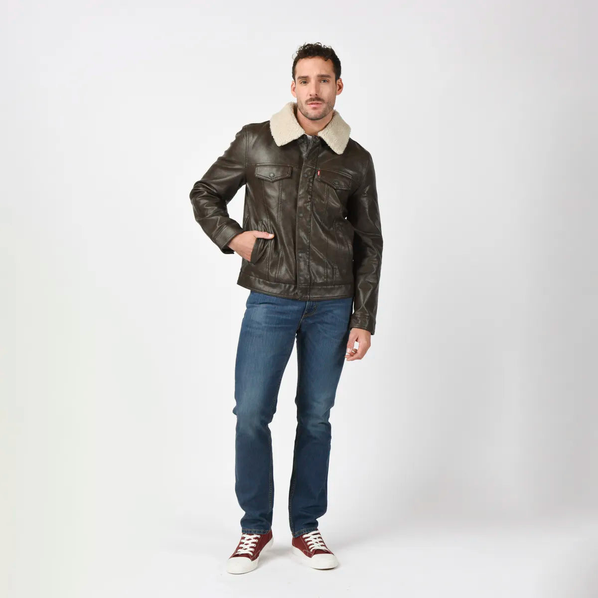 Chaqueta Hombre Sherpa Collar Café Levis