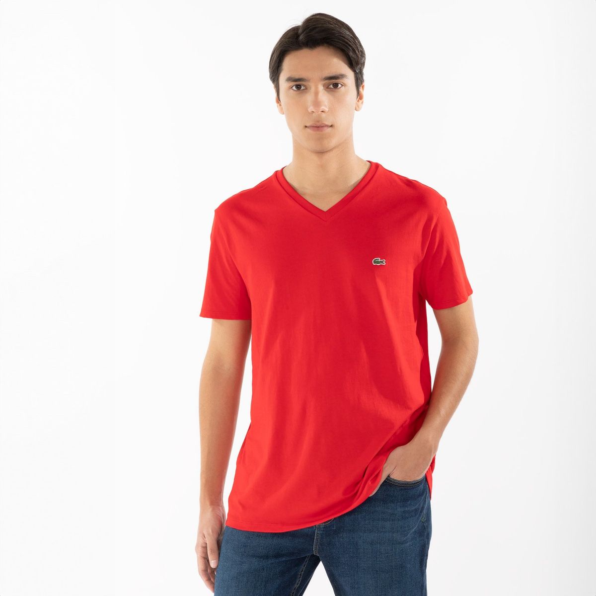Polera Manga Corta Cuello V Hombre Lacoste