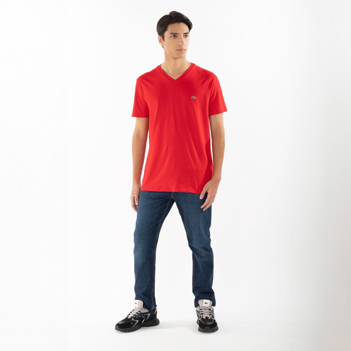 Polera Manga Corta Cuello V Hombre Lacoste