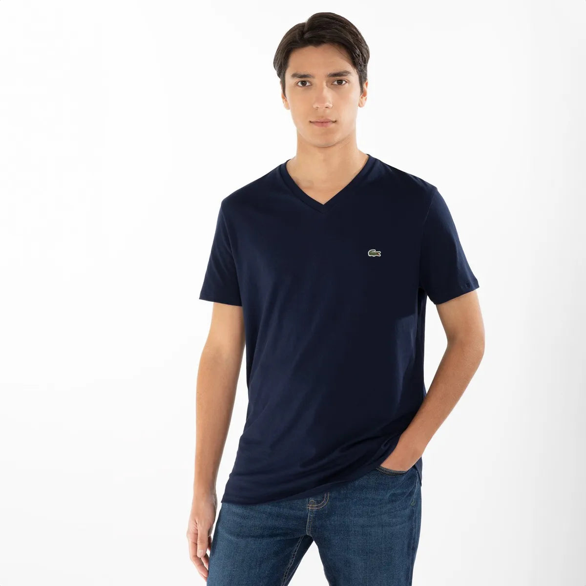 Polera Manga Corta Cuello V Hombre Lacoste